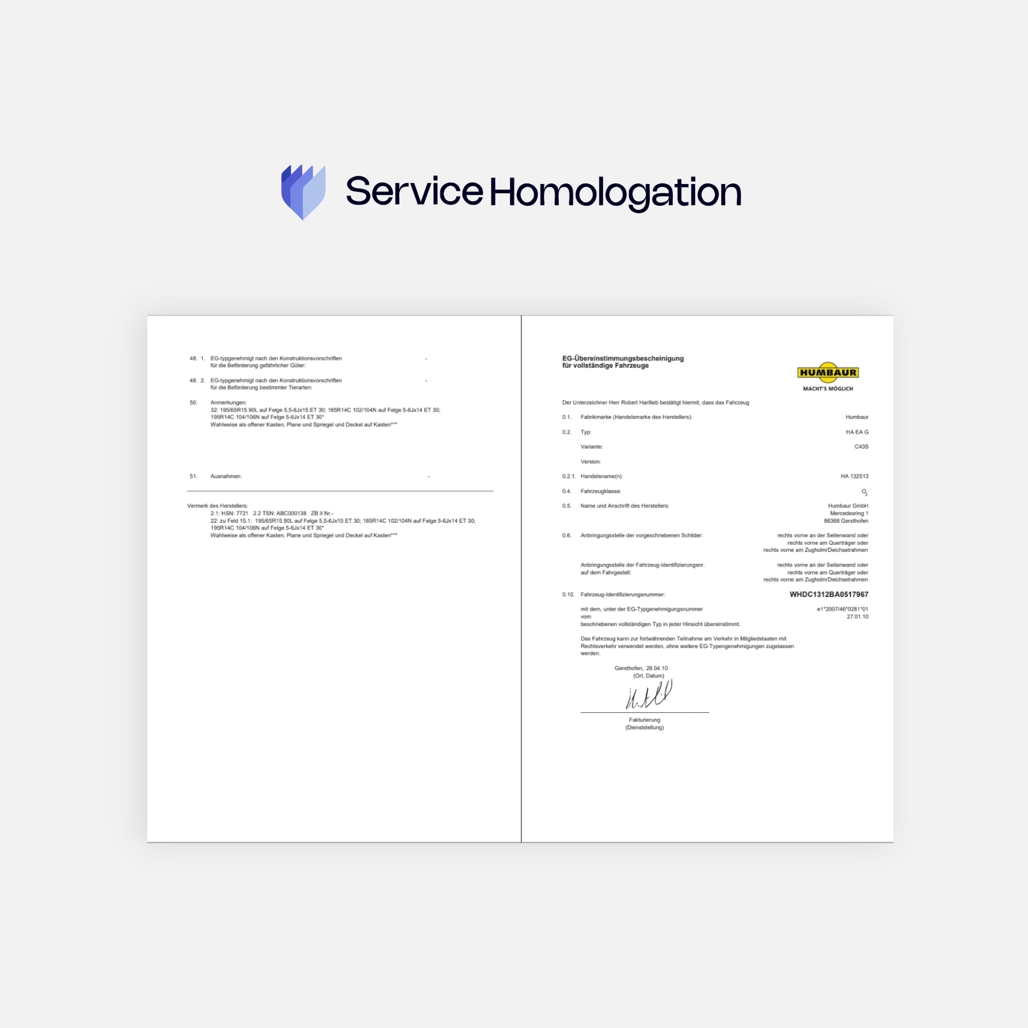 Certificat de conformité HUMBAUR