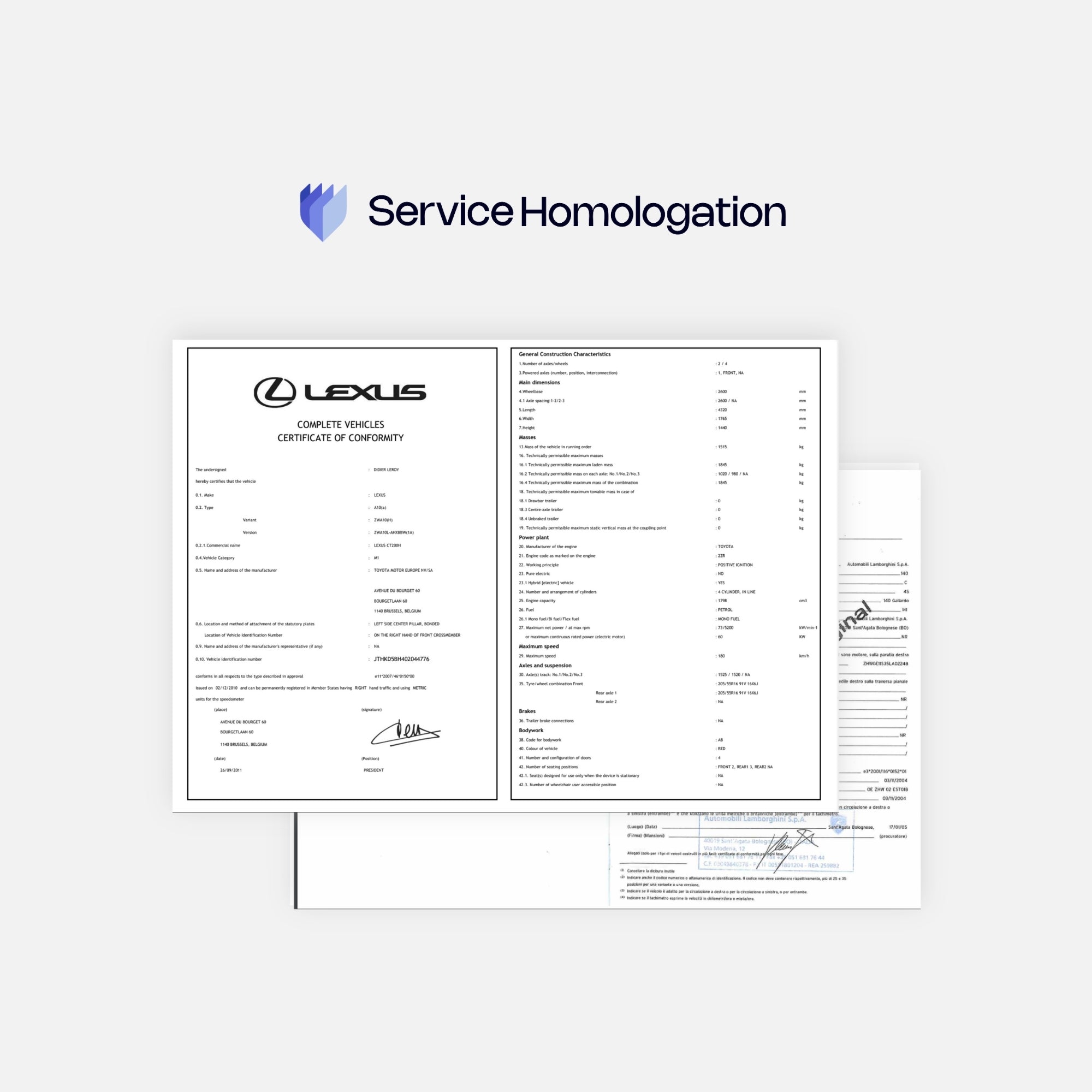 Certificat de conformité LEXUS