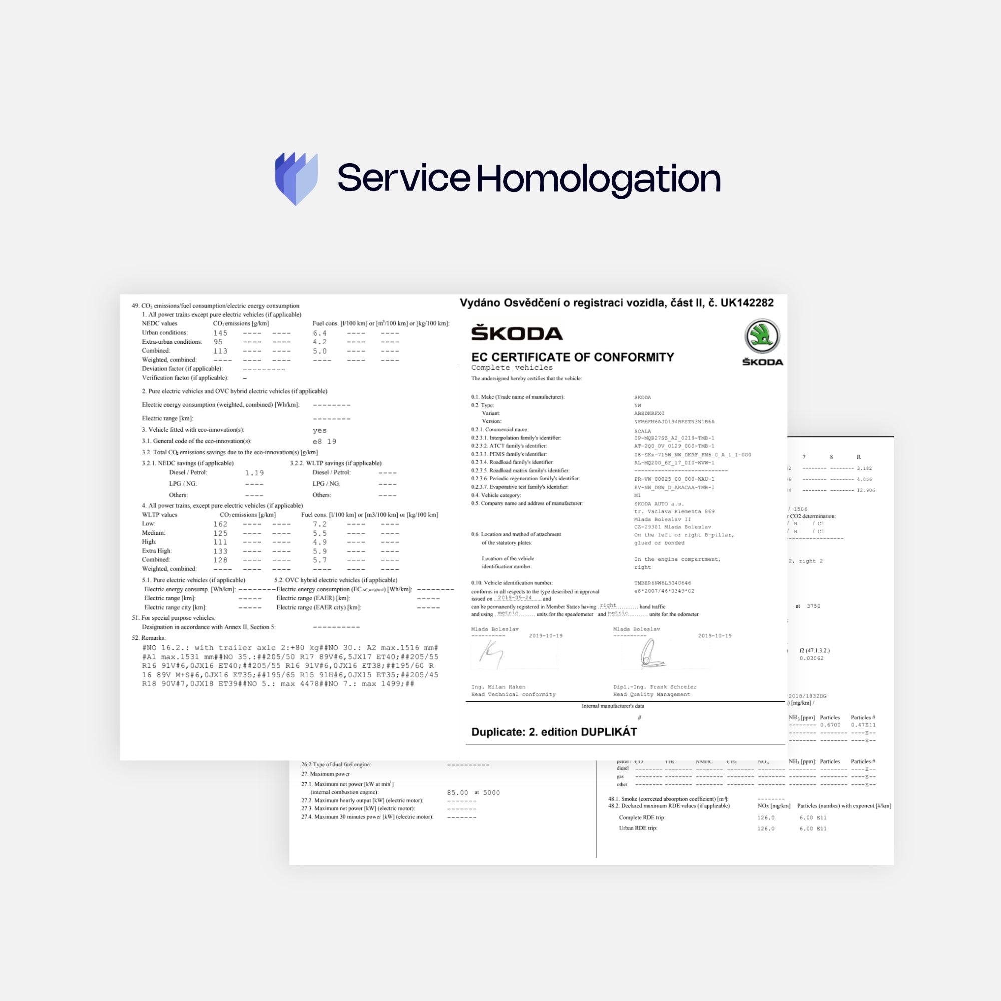 Certificat de conformité SKODA