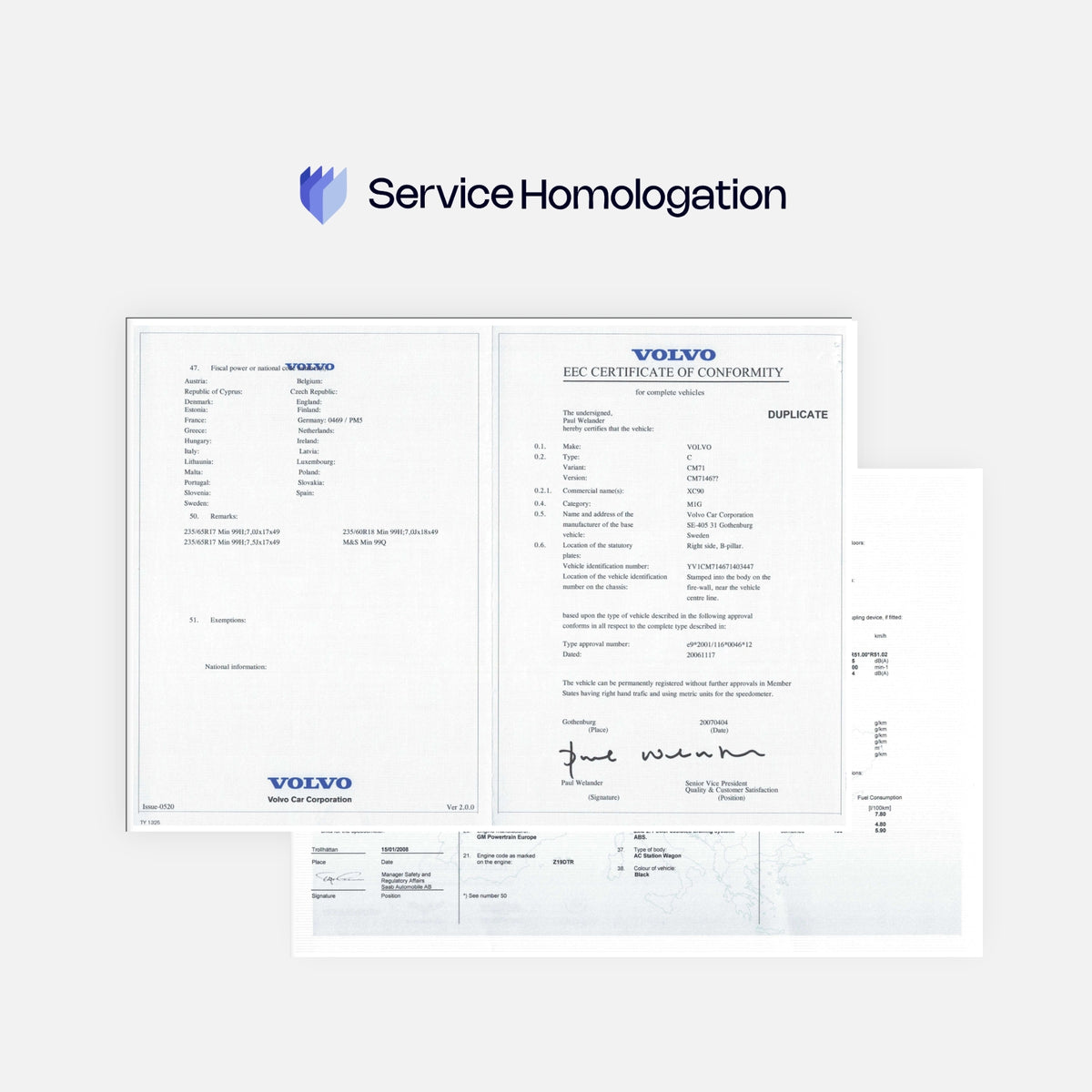 VOLVO Certificate of Conformity ｜COC VOLVO France｜From 90€